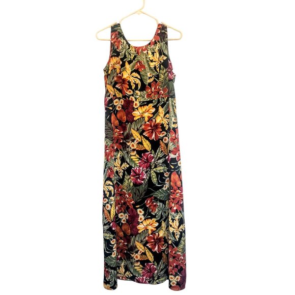 Sag Harbor Floral Maxi Sleeveless Sundress Button Up Zipper Back Vintage Size 14 - Picture 1 of 12